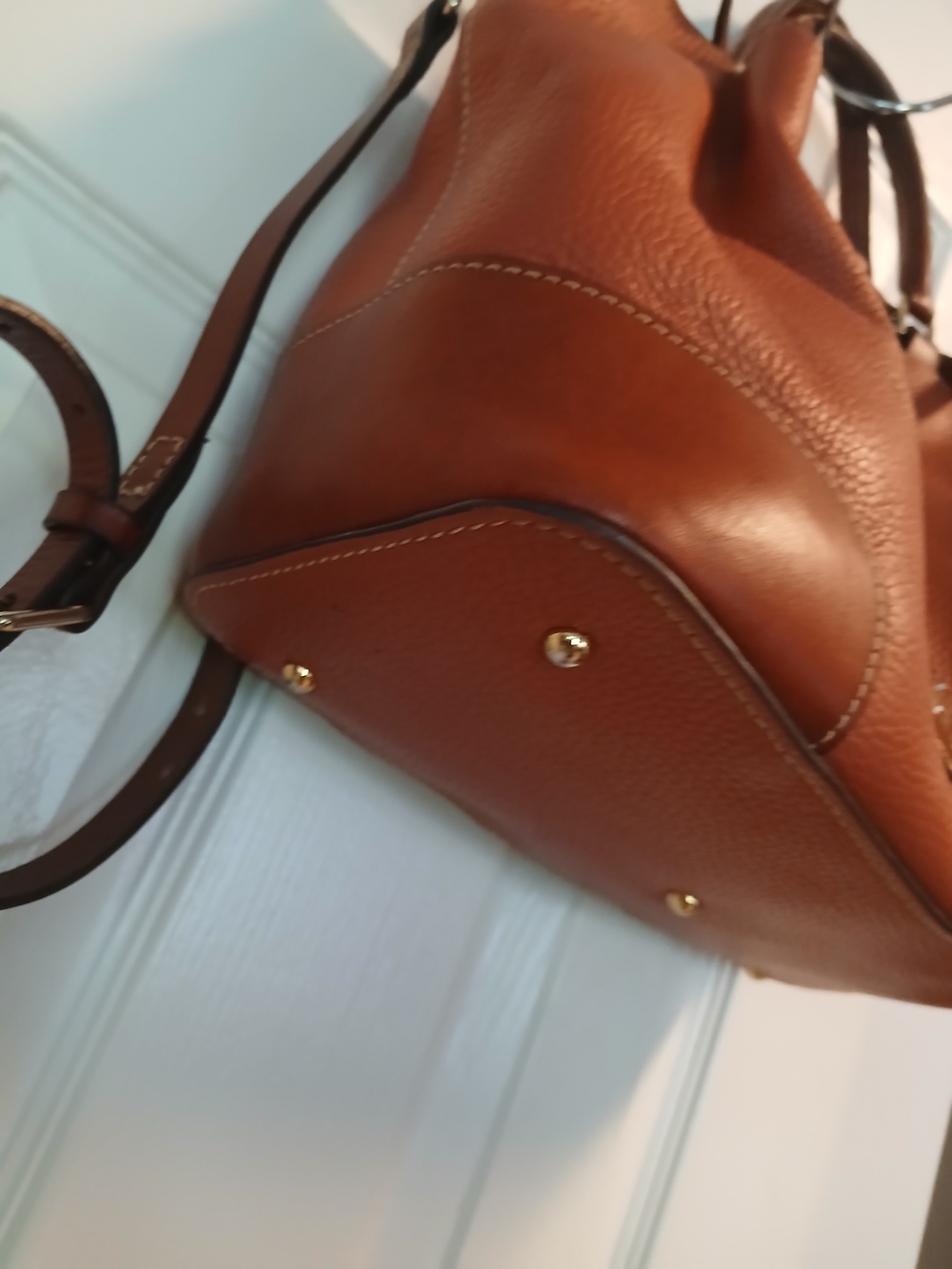 Dooney & Bourke Pebble Leather Satchel in Cognac Brown - Picture 2 of 11